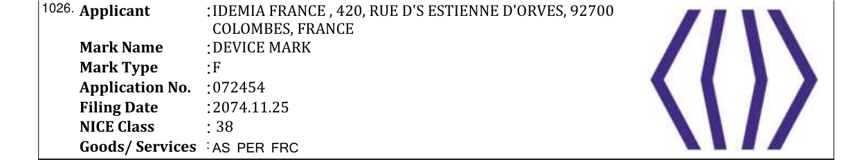 Original bulletin entry for DEVICE MARK