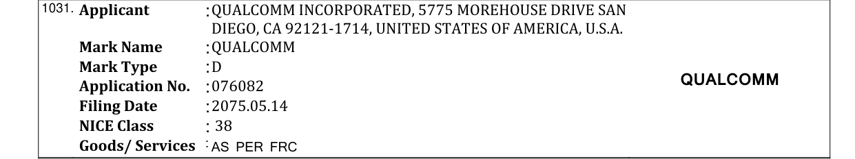 Original bulletin entry for QUALCOMM