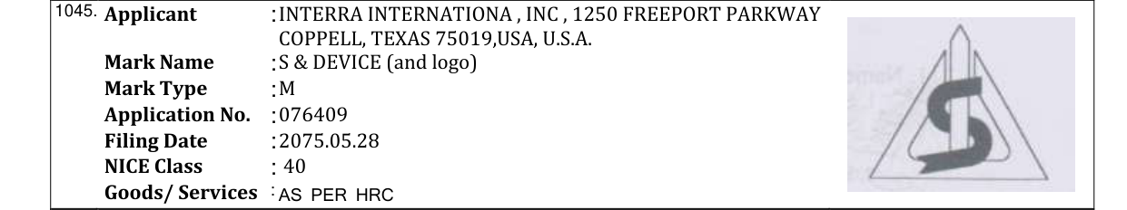 Original bulletin entry for S & DEVICE (and logo)