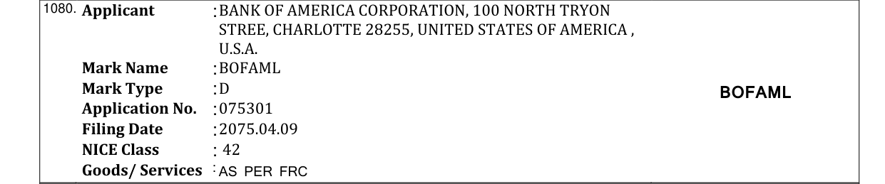 Original bulletin entry for BOFAML