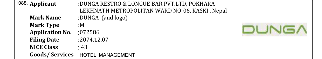 Original bulletin entry for DUNGA (and logo)