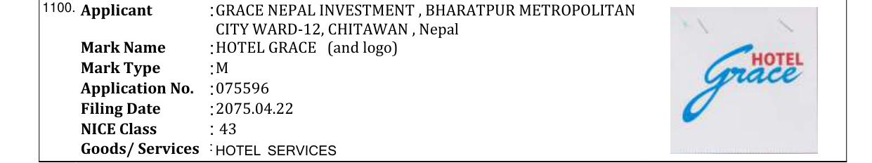 Original bulletin entry for HOTEL GRACE (and logo)