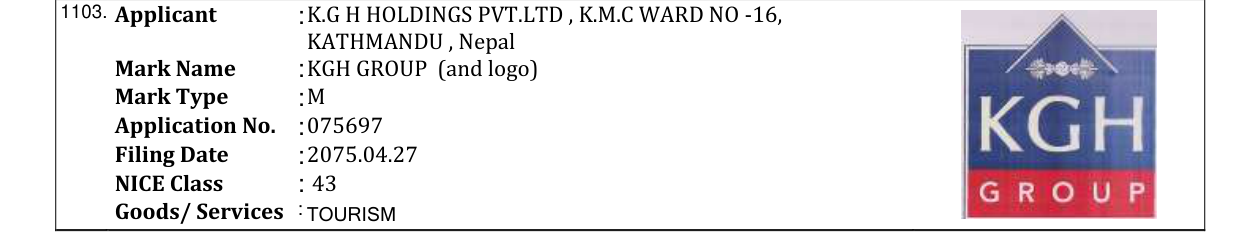 Original bulletin entry for KGH GROUP (and logo)