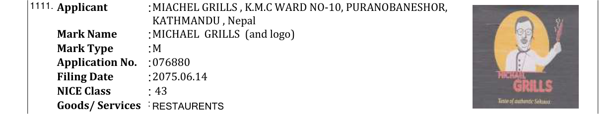 Original bulletin entry for MICHAEL GRILLS (and logo)