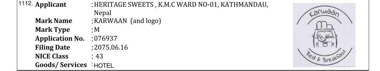 Original bulletin entry for KARWAAN (and logo)