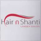 HAIR N SHANTI UNISEX SALON (and logo) trademark logo