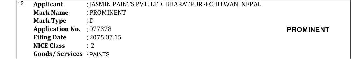 Original bulletin entry for PROMINENT