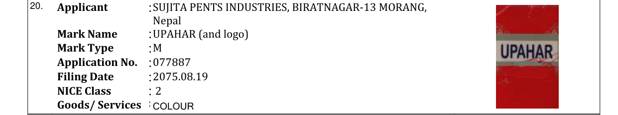Original bulletin entry for UPAHAR (and logo)