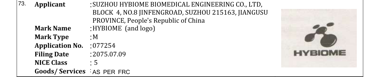 Original bulletin entry for HYBIOME (and logo)