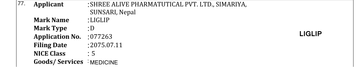 Original bulletin entry for LIGLIP