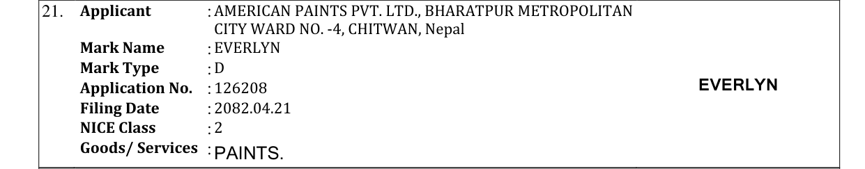 Original bulletin entry for EVERLYN
