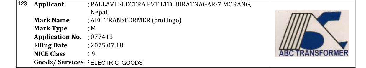 Original bulletin entry for ABC TRANSFORMER (and logo)