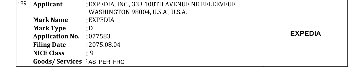 Original bulletin entry for EXPEDIA