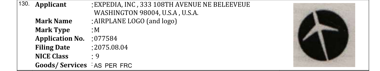 Original bulletin entry for AIRPLANE LOGO (and logo)