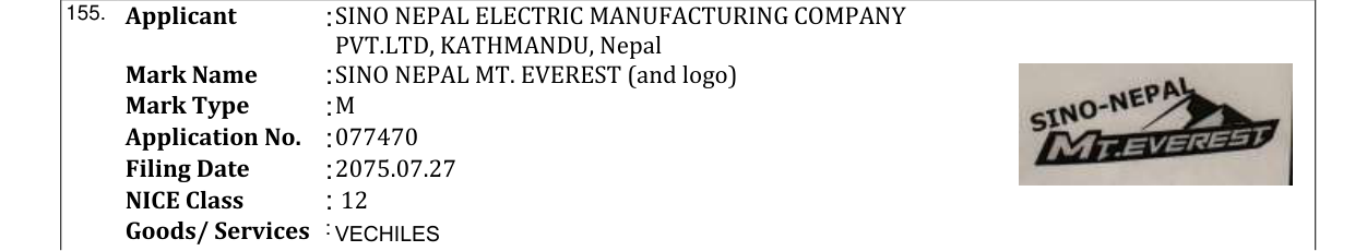 Original bulletin entry for SINO NEPAL MT. EVEREST (and logo)