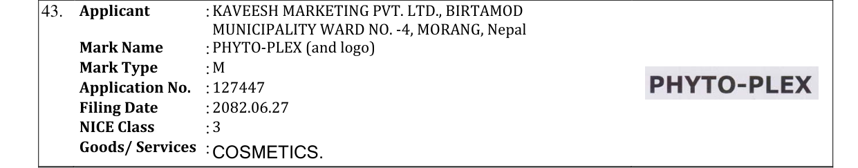Original bulletin entry for PHYTO-PLEX (and logo)