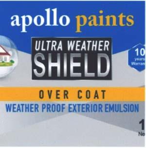 APOLLO PAINTS ULTRA WEATHER SHIELD (and logo) trademark logo