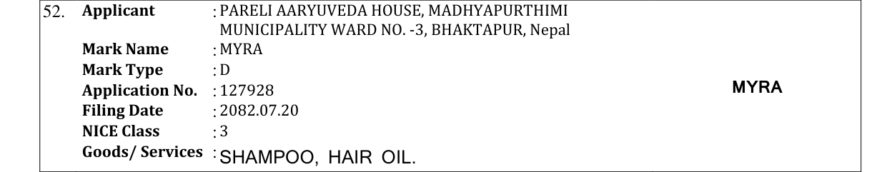 Original bulletin entry for MYRA