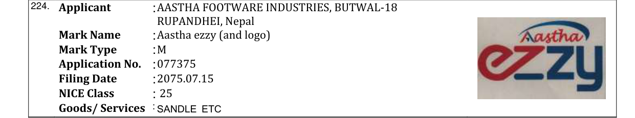 Original bulletin entry for Aastha ezzy (and logo)