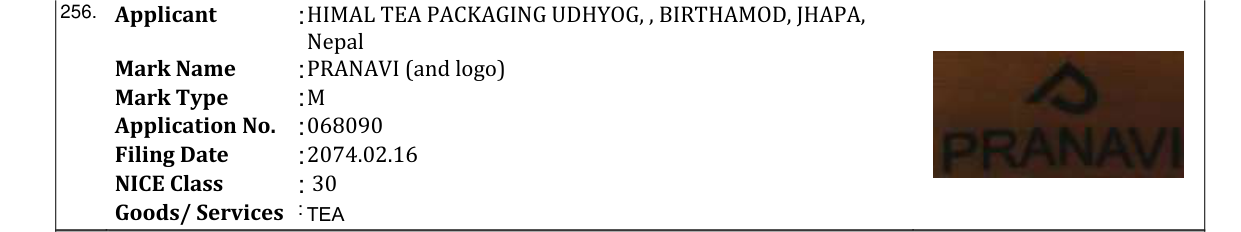 Original bulletin entry for PRANAVI (and logo)