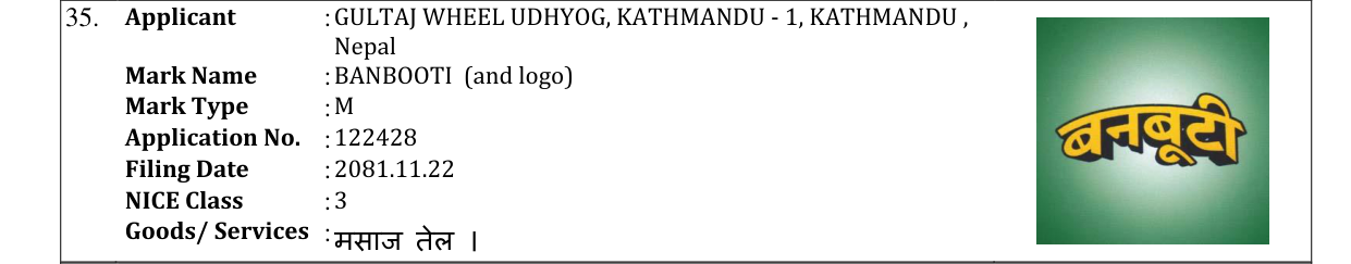 Original bulletin entry for BANBOOTI (and logo)