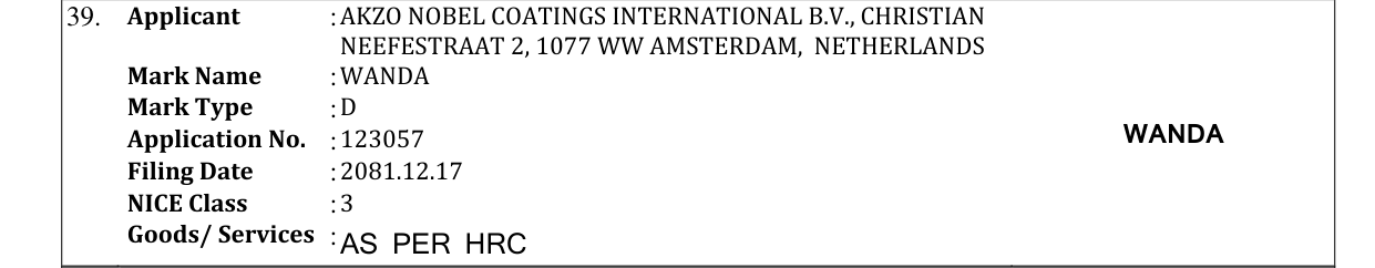 Original bulletin entry for WANDA