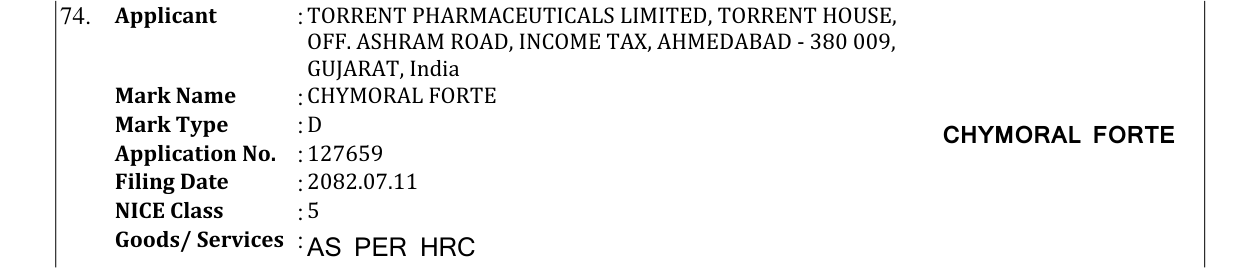 Original bulletin entry for CHYMORAL FORTE