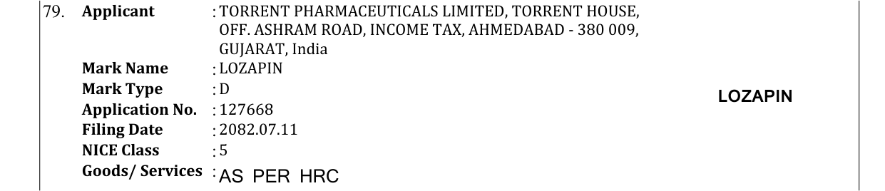 Original bulletin entry for LOZAPIN