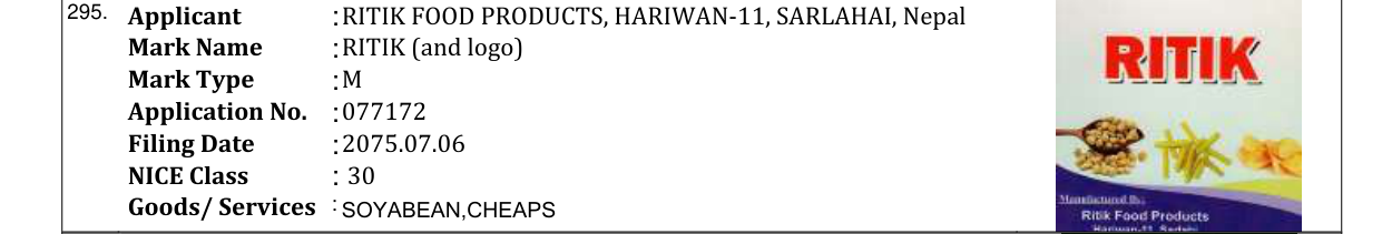 Original bulletin entry for RITIK (and logo)