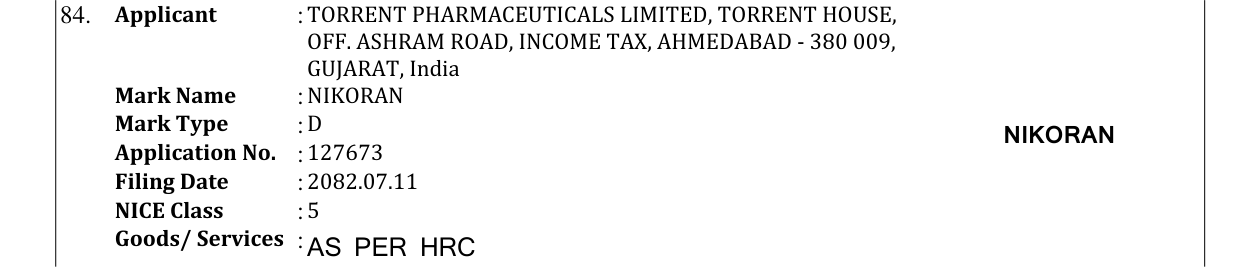Original bulletin entry for NIKORAN