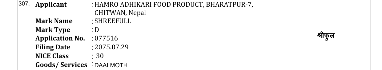 Original bulletin entry for SHREEFULL