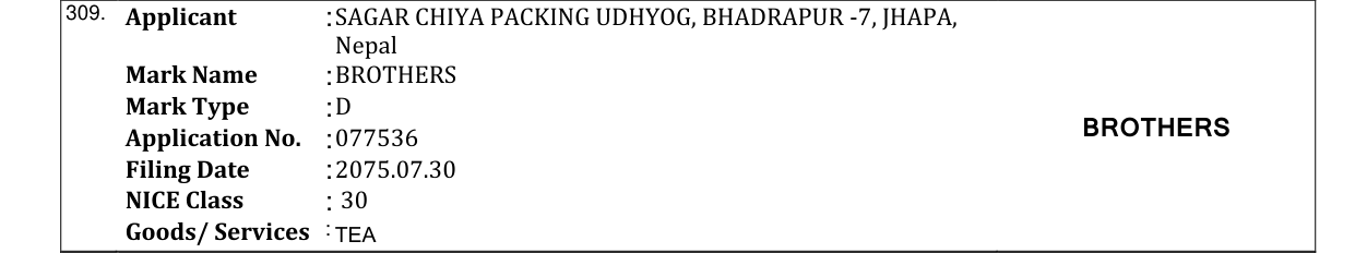 Original bulletin entry for BROTHERS
