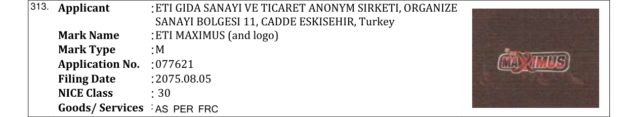 Original bulletin entry for ETI MAXIMUS (and logo)