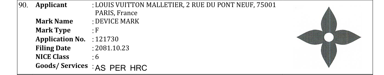 Original bulletin entry for DEVICE MARK