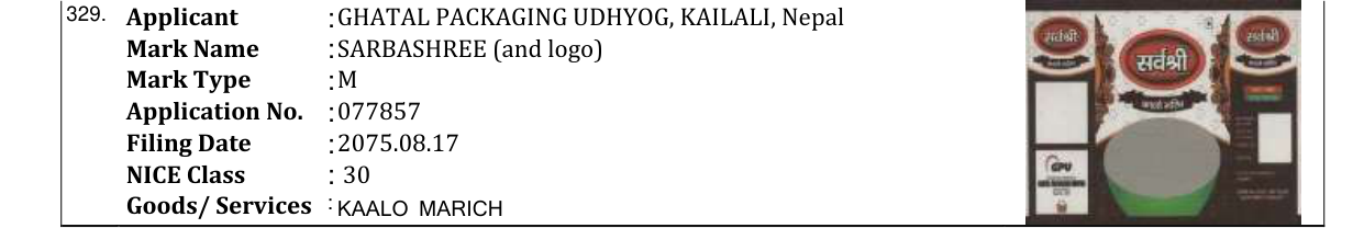 Original bulletin entry for SARBASHREE (and logo)