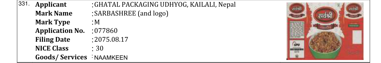 Original bulletin entry for SARBASHREE (and logo)