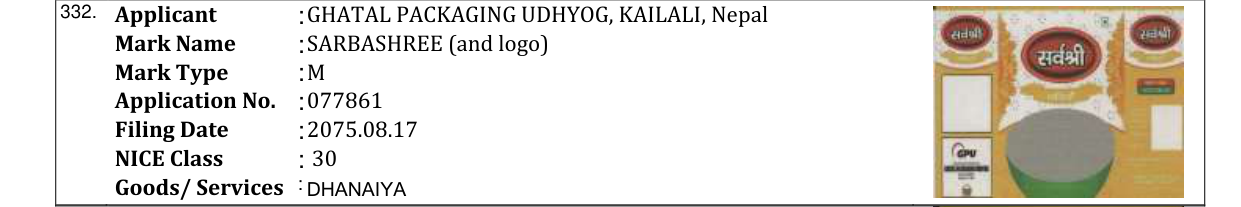 Original bulletin entry for SARBASHREE (and logo)