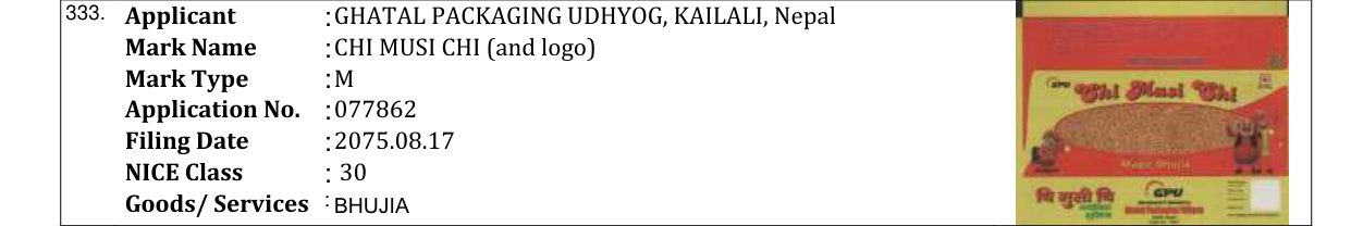 Original bulletin entry for CHI MUSI CHI (and logo)