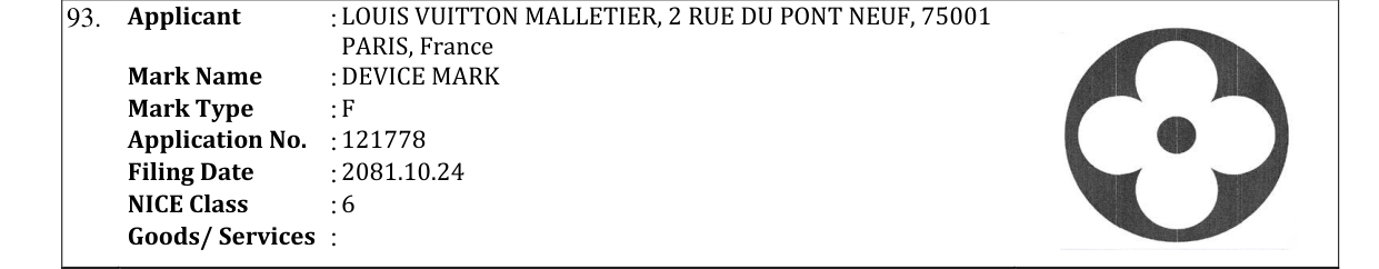 Original bulletin entry for DEVICE MARK