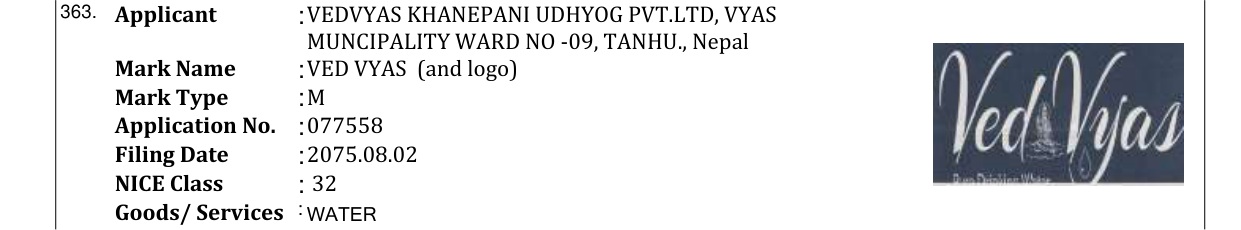 Original bulletin entry for VED VYAS (and logo)
