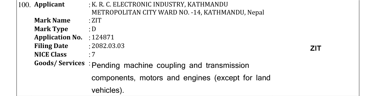 Original bulletin entry for ZIT