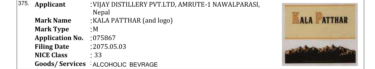 Original bulletin entry for KALA PATTHAR (and logo)