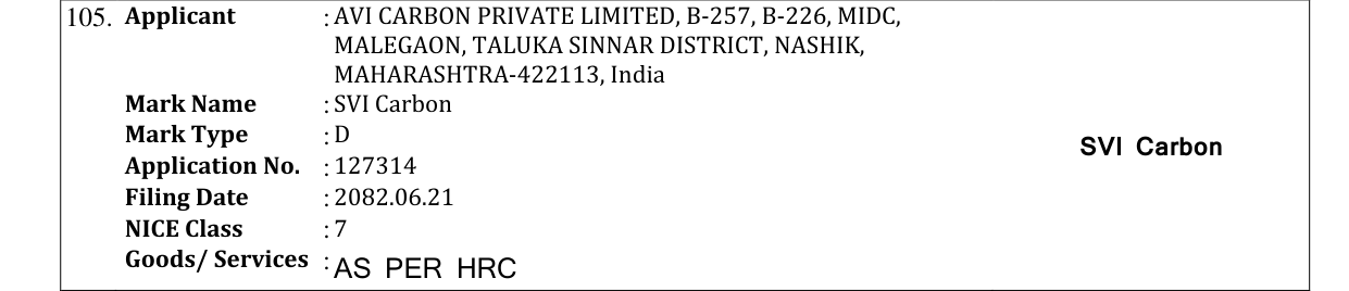 Original bulletin entry for SVI Carbon