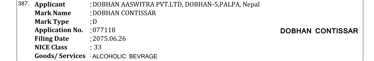 Original bulletin entry for DOBHAN CONTISSAR