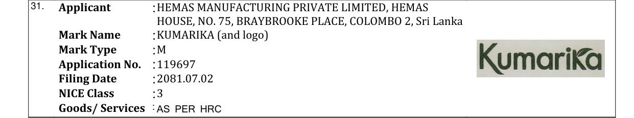 Original bulletin entry for KUMARIKA (and logo)