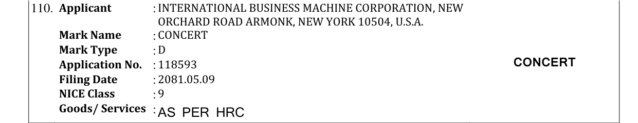 Original bulletin entry for CONCERT