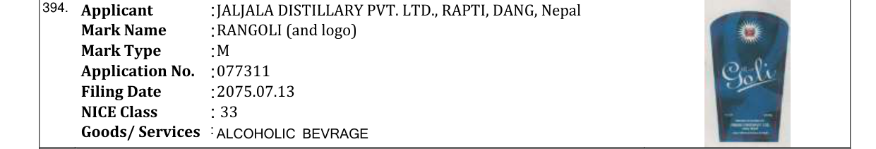 Original bulletin entry for RANGOLI (and logo)