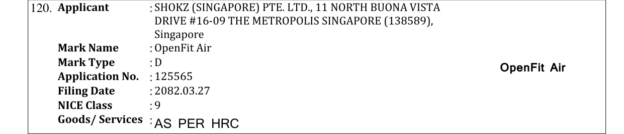 Original bulletin entry for OpenFit Air