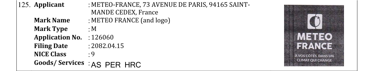 Original bulletin entry for METEO FRANCE (and logo)