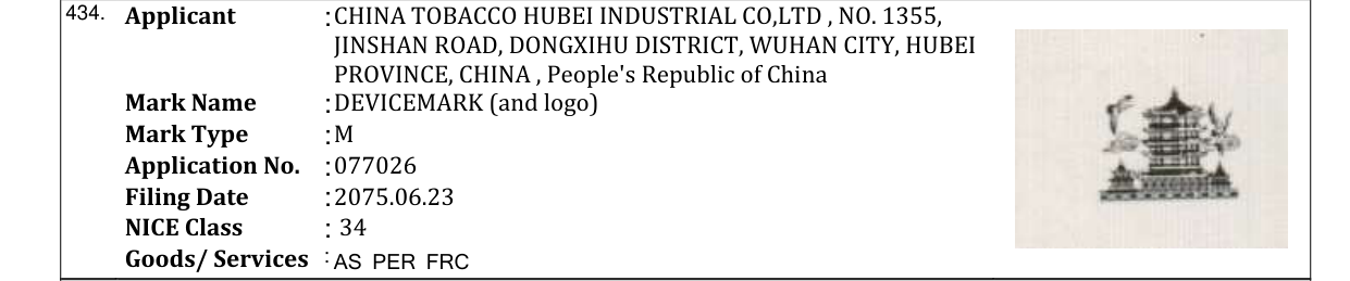 Original bulletin entry for DEVICEMARK (and logo)